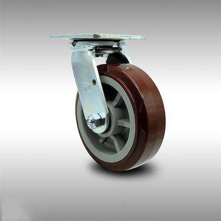 Service Caster 6 Inch Stainless Steel Polyurethane Wheel Swivel Caster with Ball Bearing SCC SCC-SS30S620-PPUB